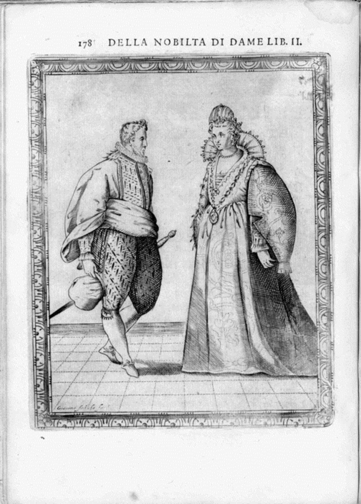 Caroso Nobiltà — Dance Plate (plate 14) by Fabritio Caroso da Sermoneta