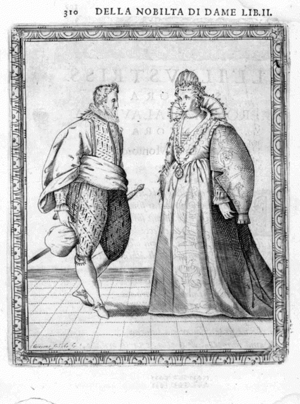 Caroso Nobiltà — Dance Plate (plate 37) by Fabritio Caroso da Sermoneta