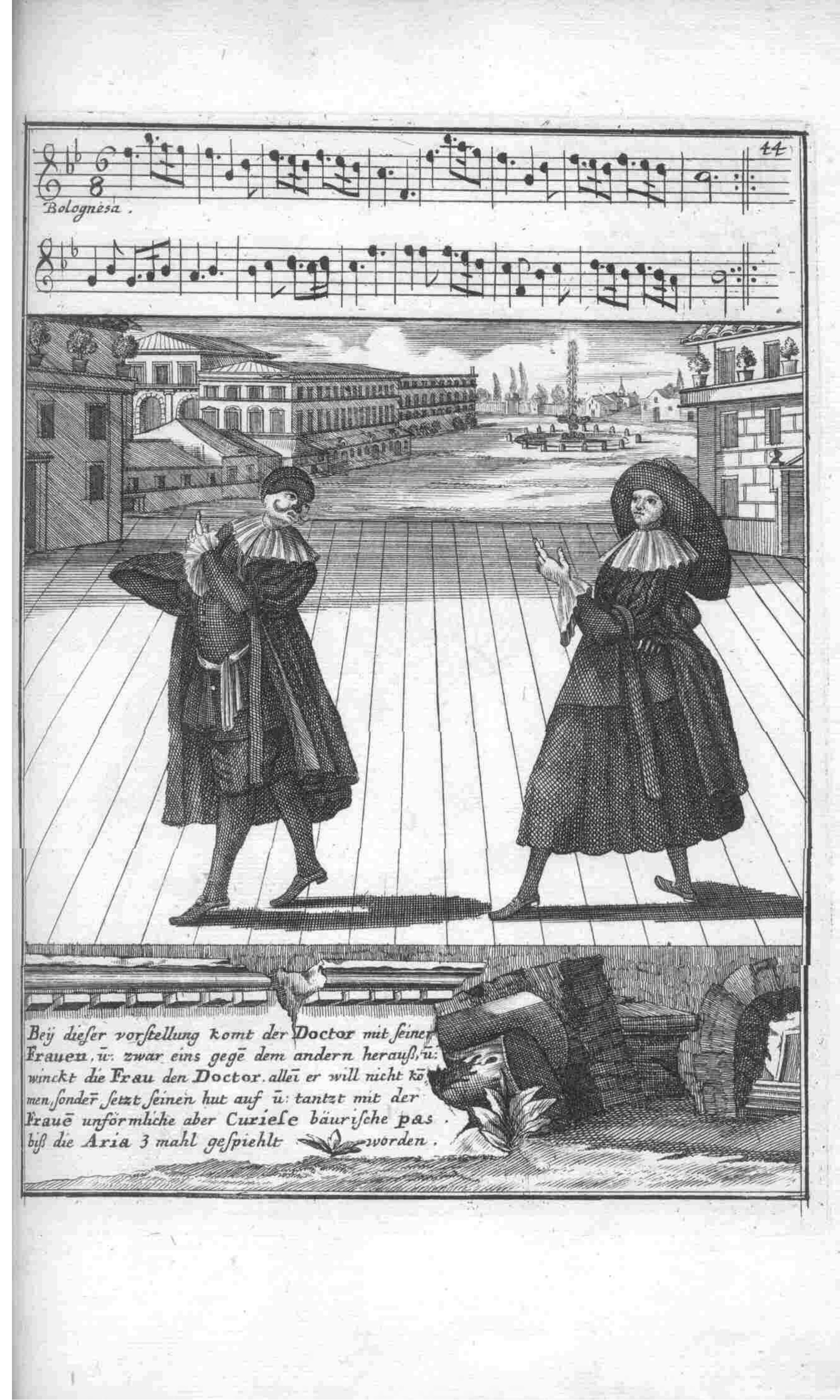 Courtly Couple — Plate 43 by Gregorio Lambranzi
