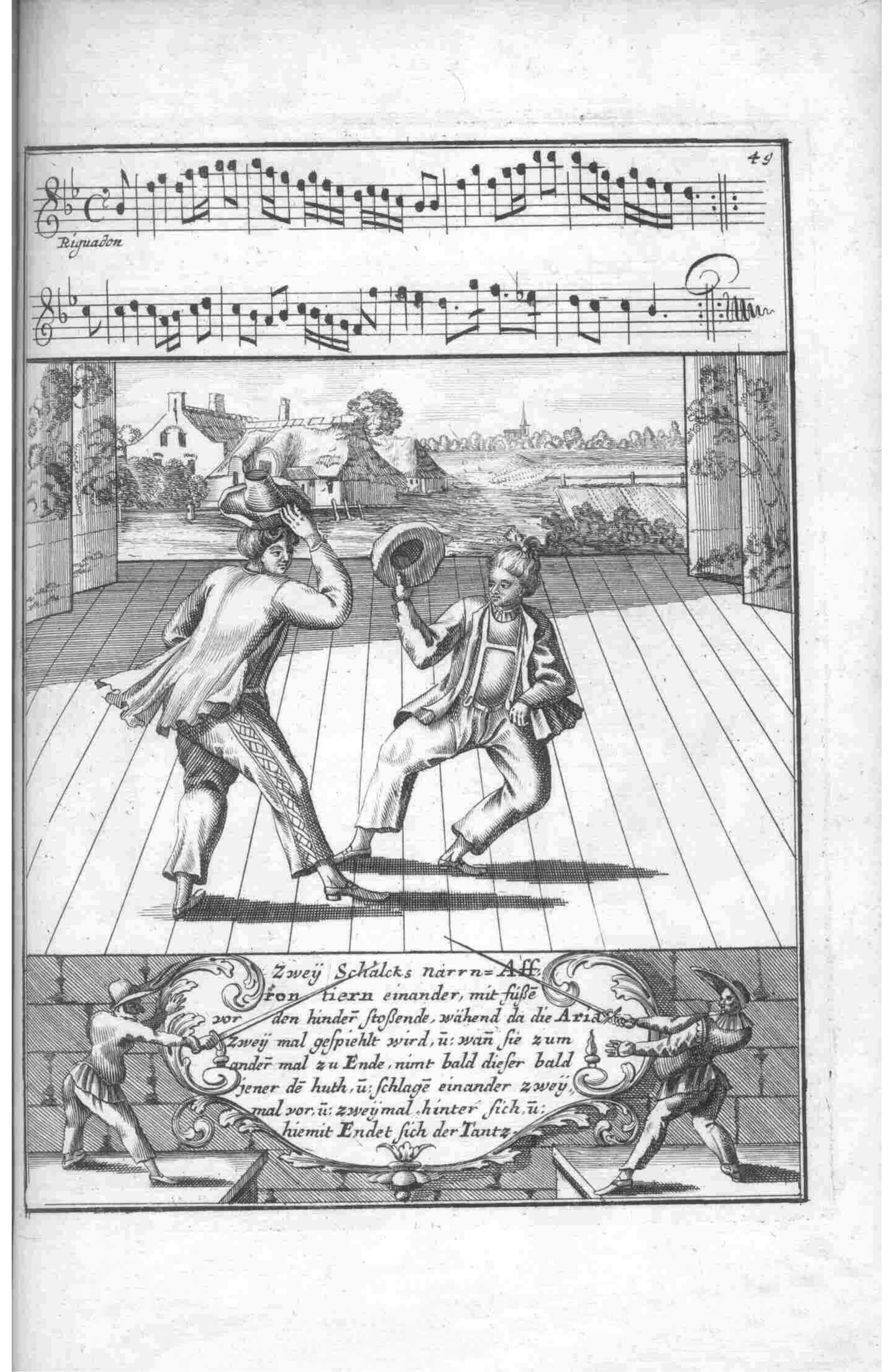 Combat/Duel — Plate 48 by Gregorio Lambranzi