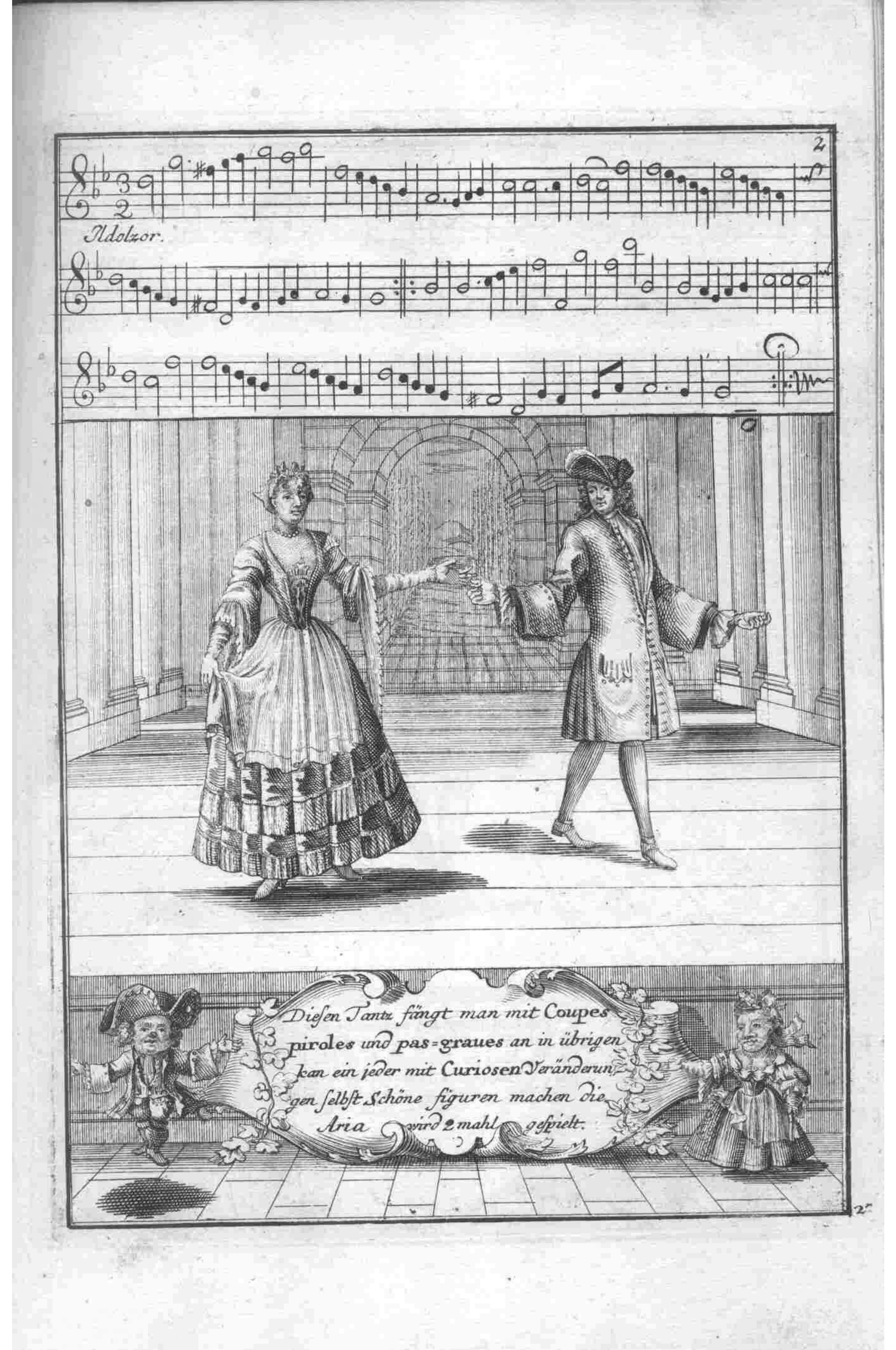 Courtly Couple — Plate 52 by Gregorio Lambranzi