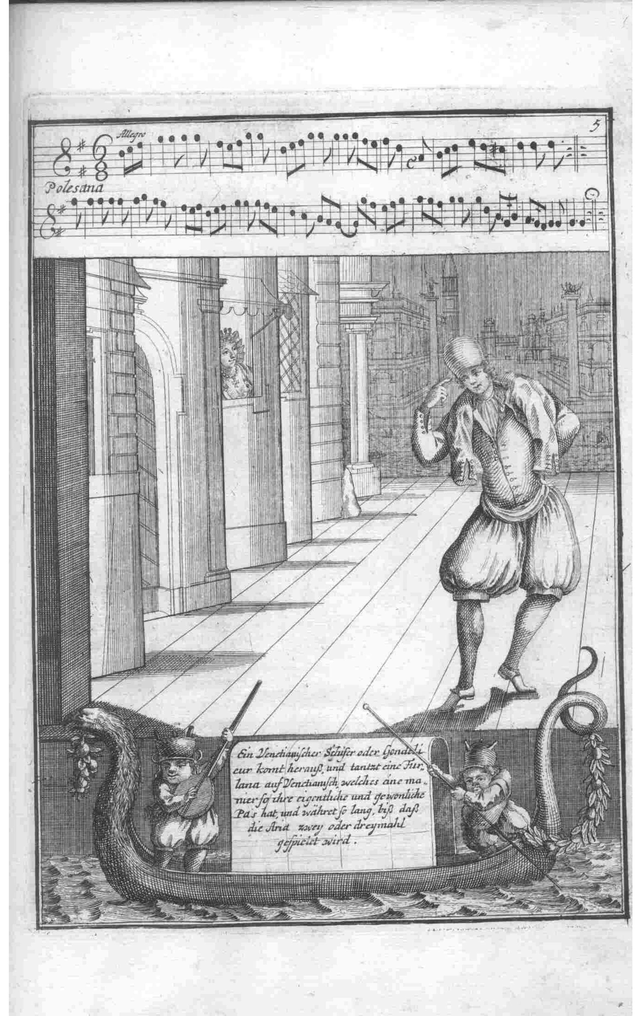 Solo Dancer — Plate 55 by Gregorio Lambranzi
