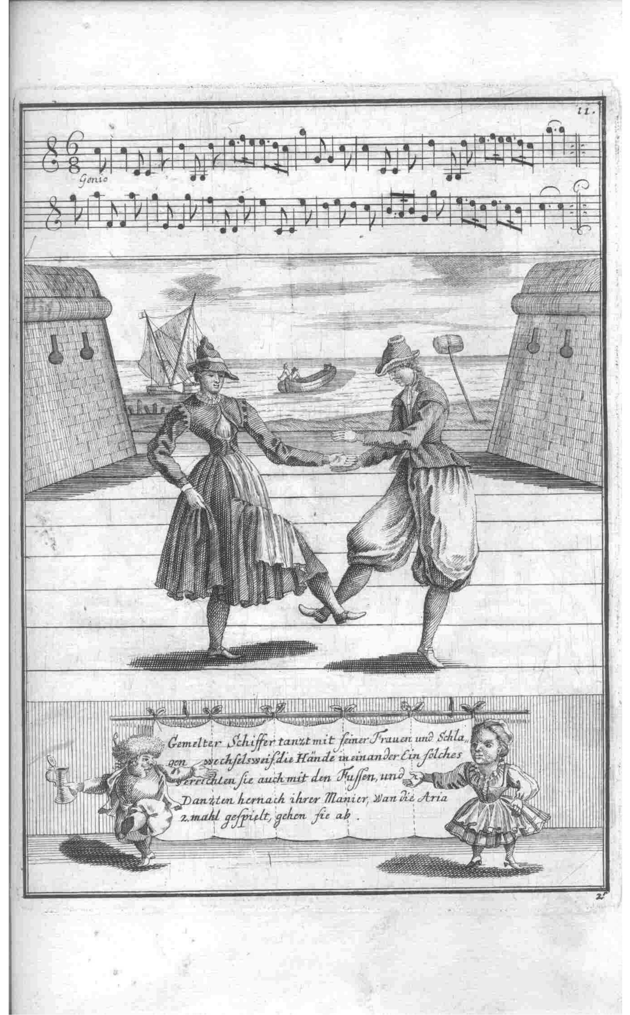 Courtly Couple — Plate 61 by Gregorio Lambranzi