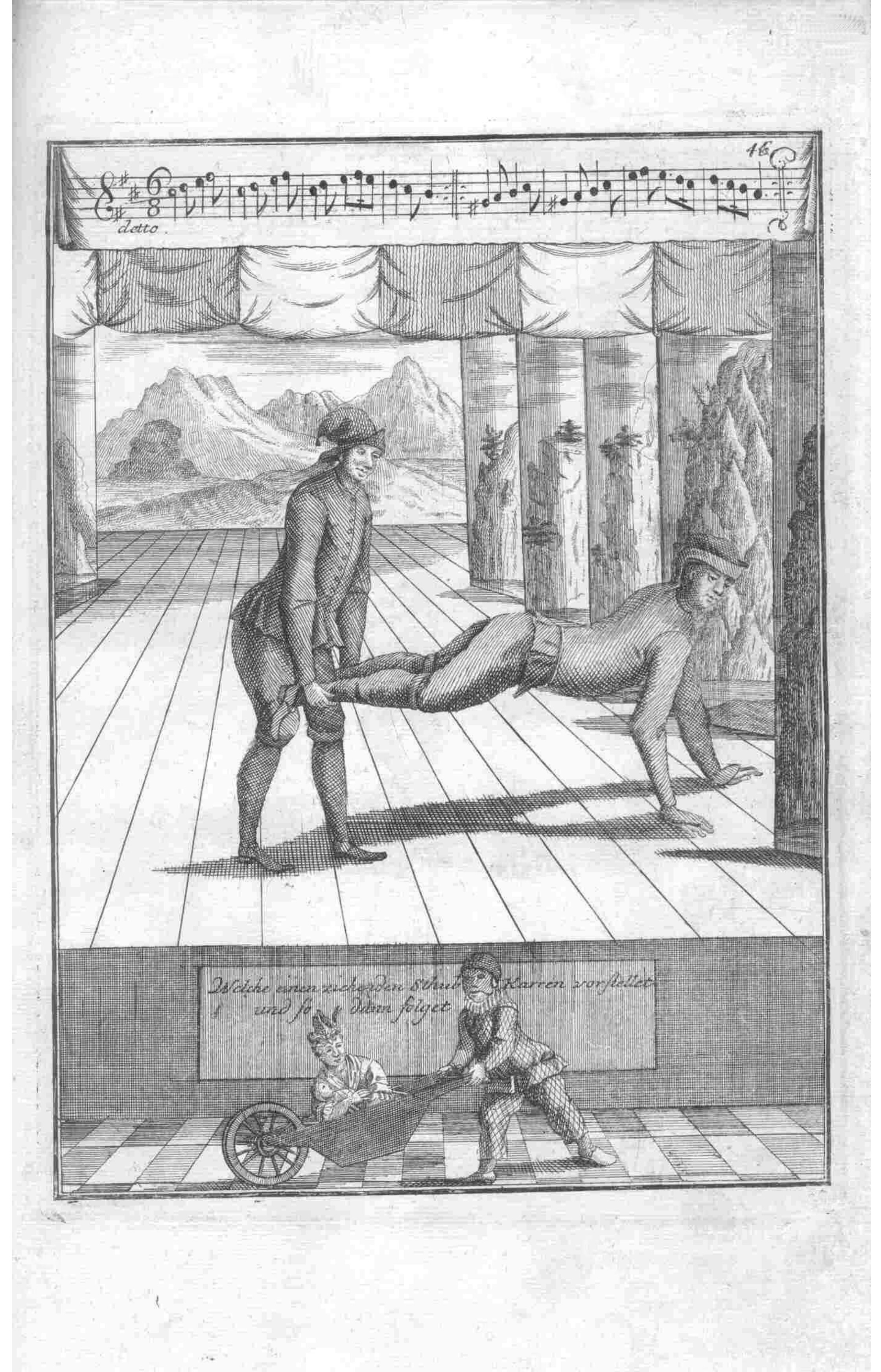 Acrobatic — Plate 96 by Gregorio Lambranzi