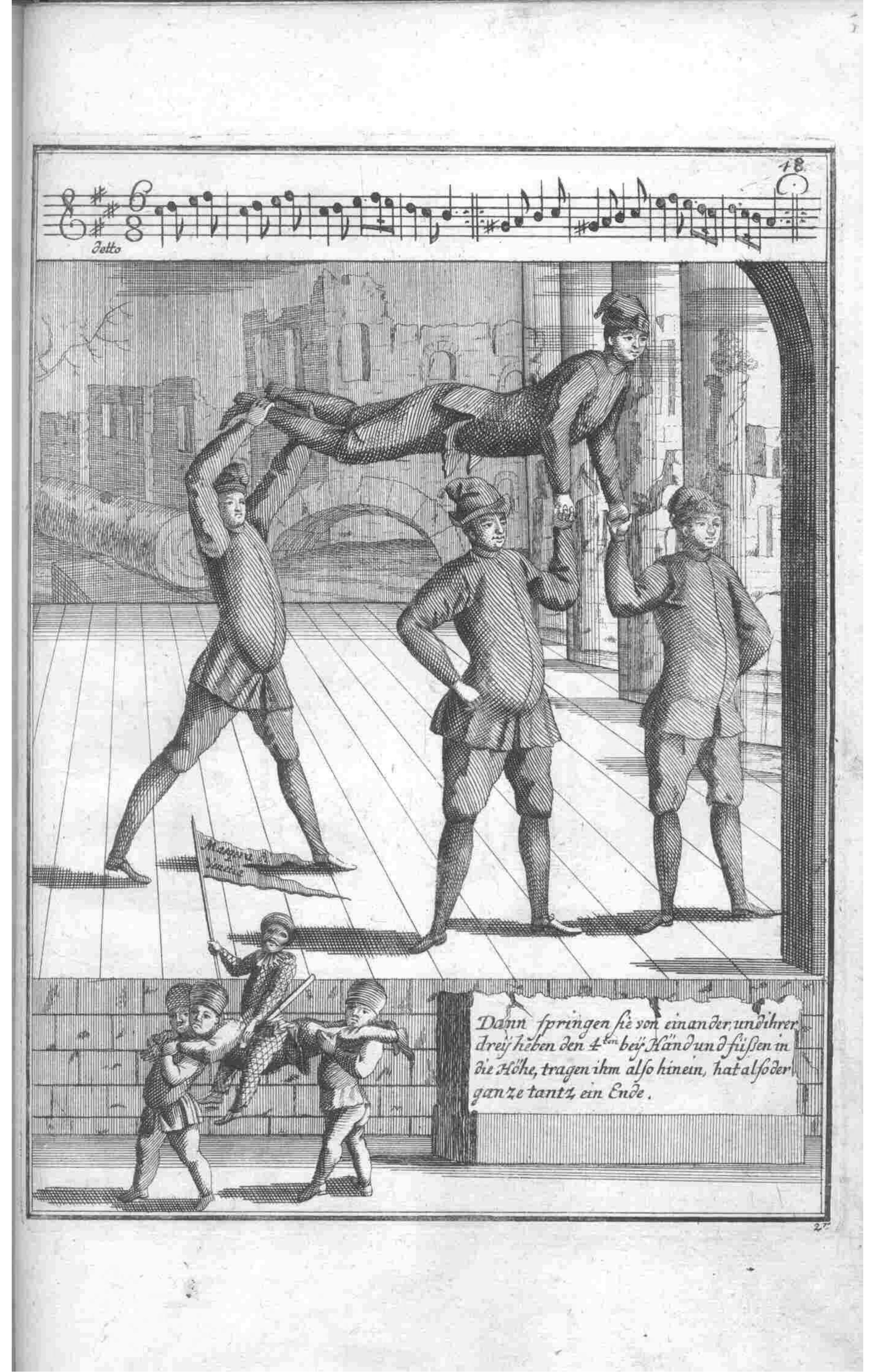 Acrobatic — Plate 98 by Gregorio Lambranzi