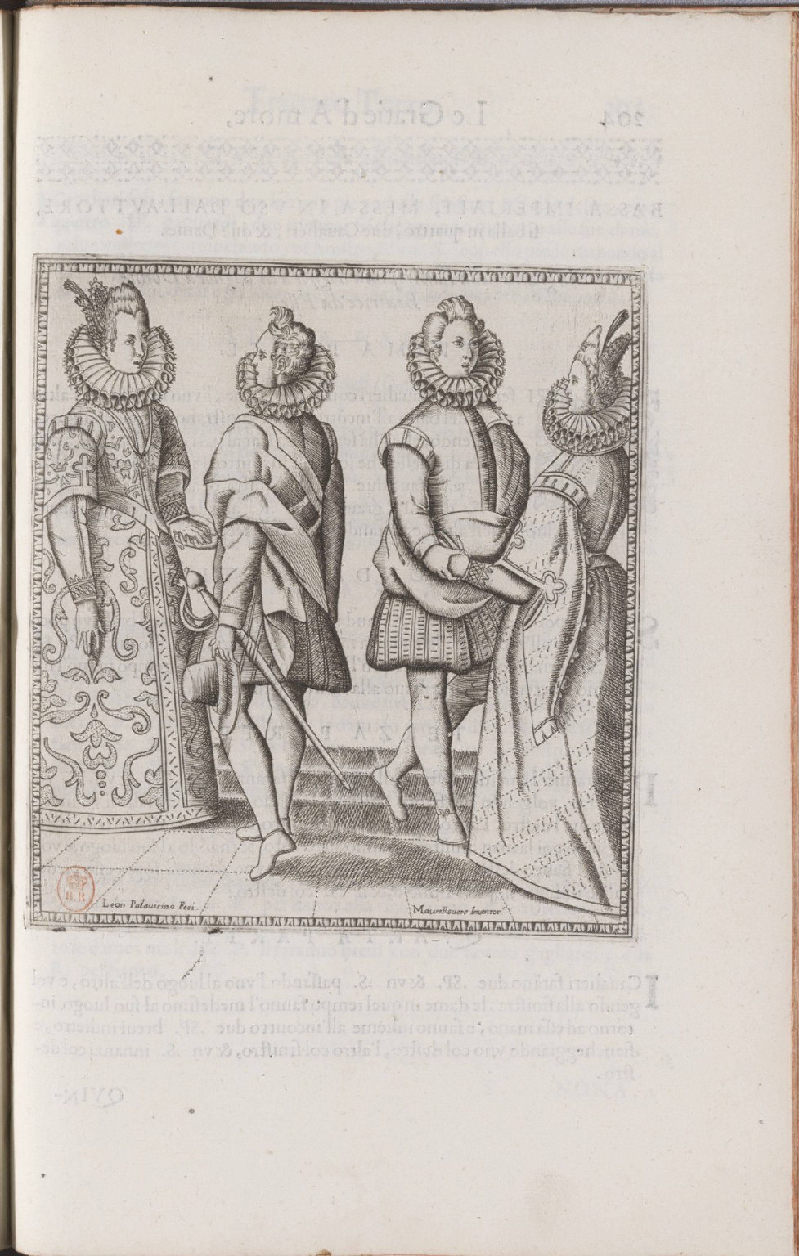 Negri — Dance Plate (plate 6) by Cesare Negri (il Trombone)