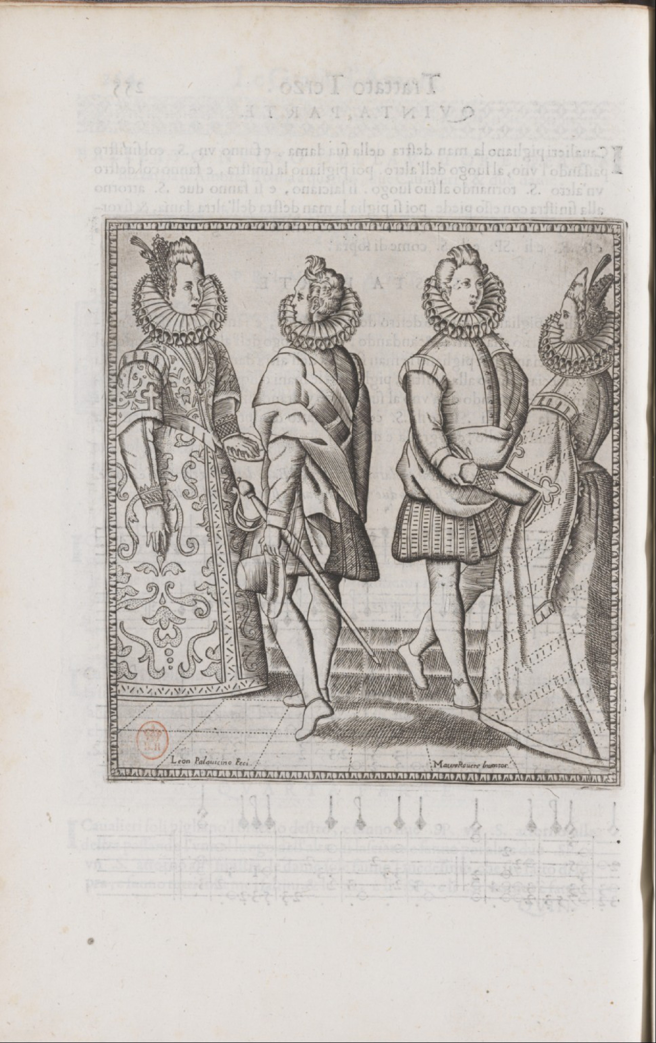 Negri — Dance Plate (plate 20) by Cesare Negri (il Trombone)